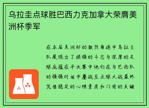 乌拉圭点球胜巴西力克加拿大荣膺美洲杯季军